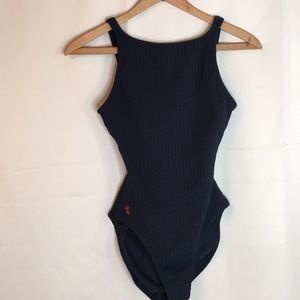 Ralph Lauren Black Ribbed Basic Swimsuit F-10